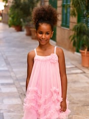 Angels Face Pink Zig-Zag Tulle Dress - Image 1 of 3