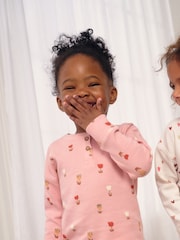 Ecru/Pink Hearts Waffle Pyjamas 2 Pack (9mths-12yrs) - Image 3 of 5
