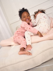 Ecru/Pink Hearts Waffle Pyjamas 2 Pack (9mths-12yrs) - Image 4 of 5