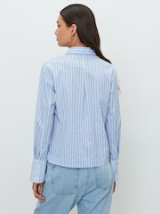 Blue/White Stripe Fitted Stretch Essential Long Sleeve Shirt - Image 3 of 8