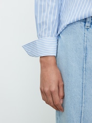 Blue/White Stripe Fitted Stretch Essential Long Sleeve Shirt - Image 4 of 8