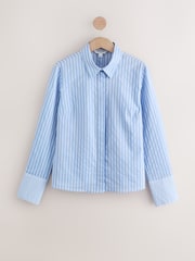 Blue/White Stripe Fitted Stretch Essential Long Sleeve Shirt - Image 5 of 8