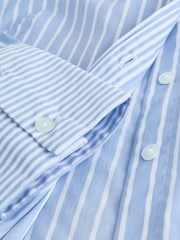 Blue/White Stripe Fitted Stretch Essential Long Sleeve Shirt - Image 7 of 8