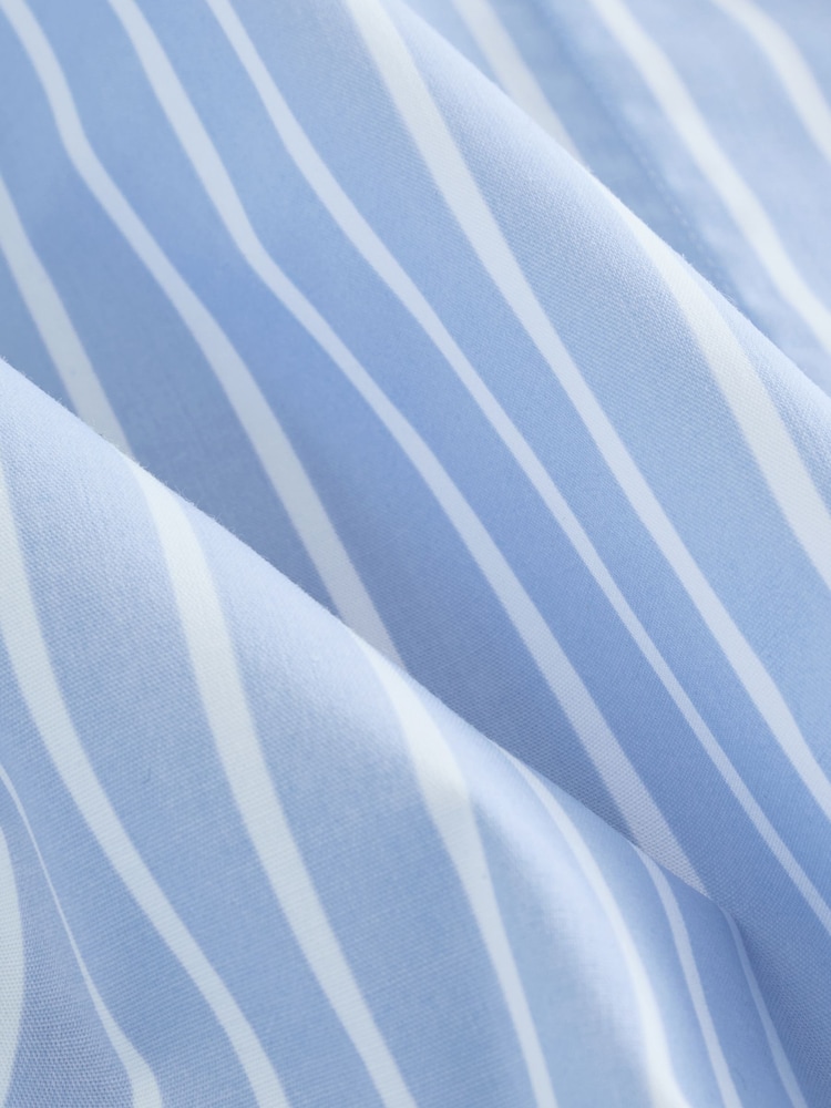 Blue/White Stripe Fitted Stretch Essential Long Sleeve Shirt - Image 8 of 8