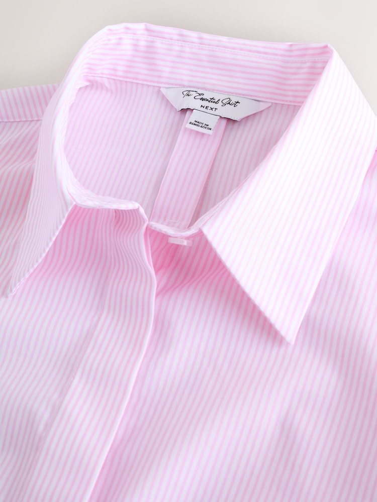 Pink/White Stripe Fitted Stretch Essential Long Sleeve Shirt - Image 2 of 4