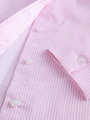 Pink/White Stripe Fitted Stretch Essential Long Sleeve Shirt - Image 3 of 4