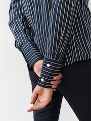 Navy Stripe/Burgundy Stripe Fitted Stretch Essential Long Sleeve Shirts 2 Pack - Image 6 of 10