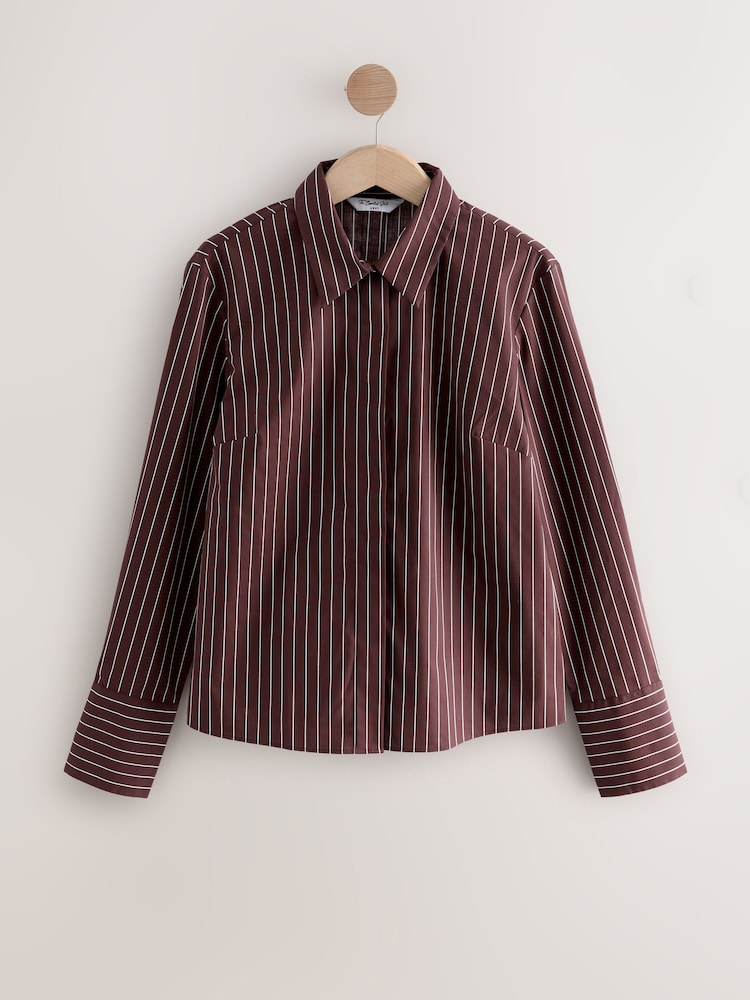 blue dress for baby girl Stine Goya Long Sleeve Shirt Navy and Burgundy Wallpaper Stripes