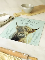 Personalised Highland Cow Glass Chopping Board by PMC - Image 2 of 3