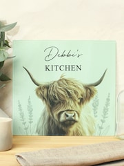 Personalised Highland Cow Glass Chopping Board by PMC - Image 3 of 3