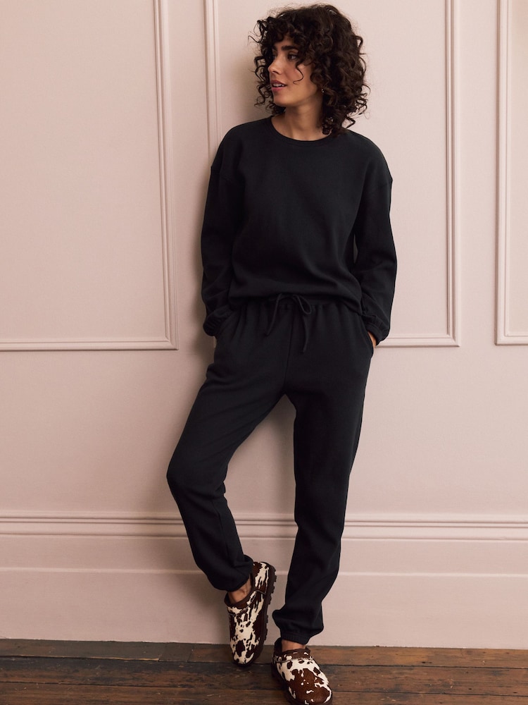 Black Cosy Waffle Long Sleeve Pyjamas - Image 1 of 8