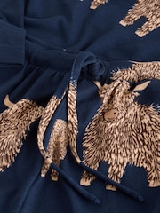 Navy Hamish The Highland Cow Cosy Short Pyjamas Set - Image 3 of 3