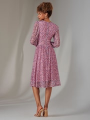 Pink - Jolie Moi Langarm-Midikleid mit Spitzenmuster - Bild 2 von 6