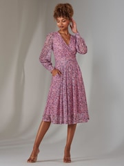 Pink - Jolie Moi Langarm-Midikleid mit Spitzenmuster - Bild 5 von 6