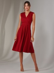 Roșu - Rochie midi simplă fără mâneci Jolie Moi - Imaginea 1 din 6