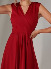 Roșu - Rochie midi simplă fără mâneci Jolie Moi - Imaginea 3 din 6