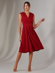 Roșu - Rochie midi simplă fără mâneci Jolie Moi - Imaginea 6 din 6