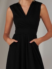 Jolie Moi Black Plain Sleeveless Midi Dress - Image 3 of 6