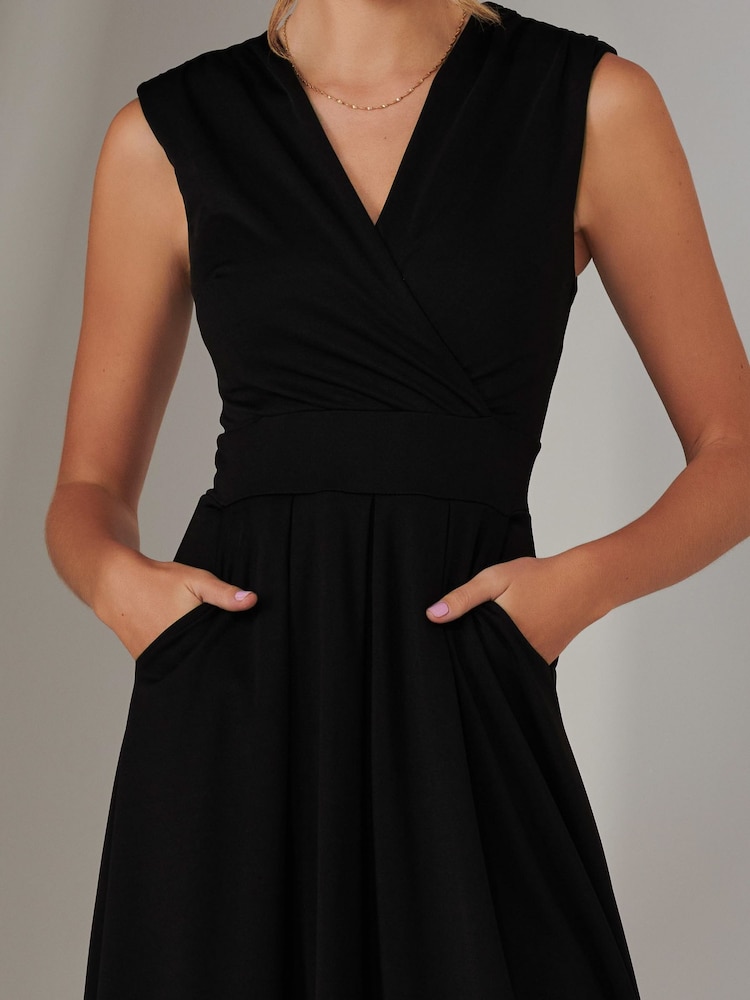 Jolie Moi Black Plain Sleeveless Midi Dress - Image 3 of 6
