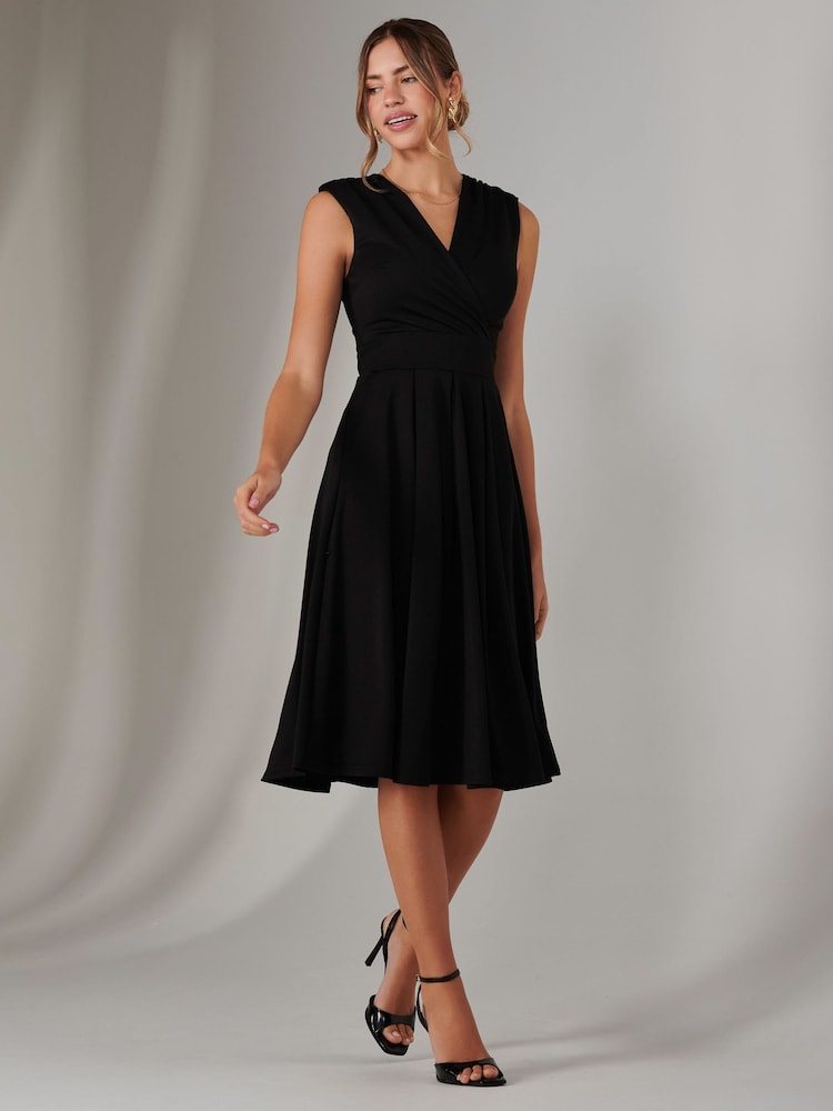 Jolie Moi Black Plain Sleeveless Midi Dress - Image 4 of 6