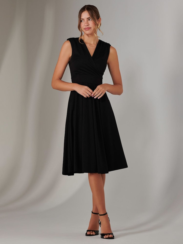 Jolie Moi Black Plain Sleeveless Midi Dress - Image 6 of 6