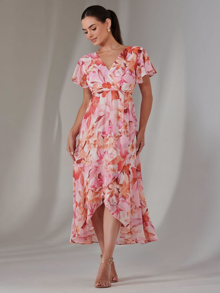 Jolie Moi Pink Petite High Low Midaxi Dress - Image 1 of 6