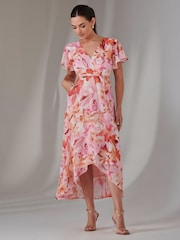 Jolie Moi Pink Petite High Low Midaxi Dress - Image 3 of 6