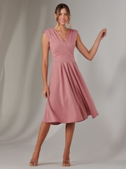 Jolie Moi Pink Plain Sleeveless Midi Dress - Image 1 of 5