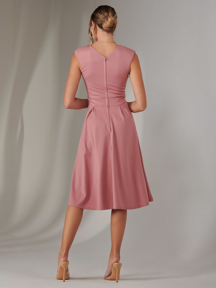 Jolie Moi Pink Plain Sleeveless Midi Dress - Image 2 of 5