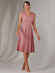 Jolie Moi Pink Plain Sleeveless Midi Dress - Image 4 of 5