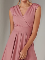 Jolie Moi Pink Plain Sleeveless Midi Dress - Image 5 of 5