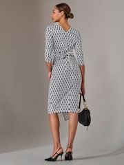 Jolie Moi White 3/4 Sleeve Wrap Shift Dress - Image 2 of 6