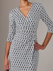 Jolie Moi White 3/4 Sleeve Wrap Shift Dress - Image 3 of 6