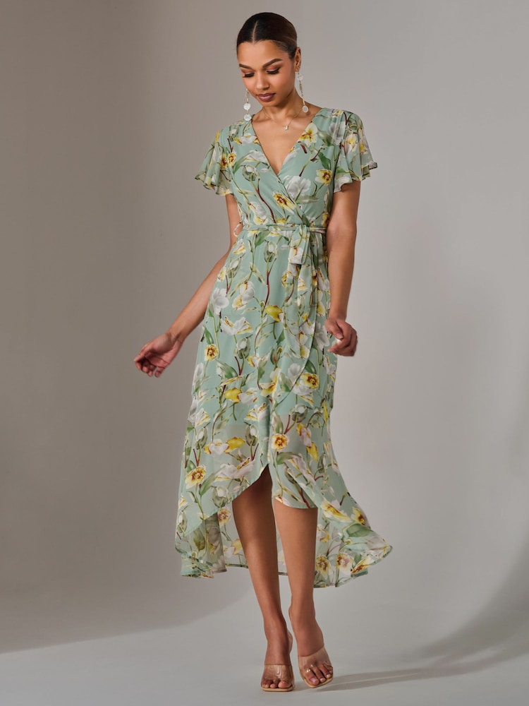 Buy Jolie Moi Light Blue Chiffon Wrap Midi Dress from Next USA