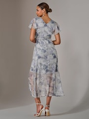 Jolie Moi Blue Chiffon Wrap Midi Dress - Image 2 of 6