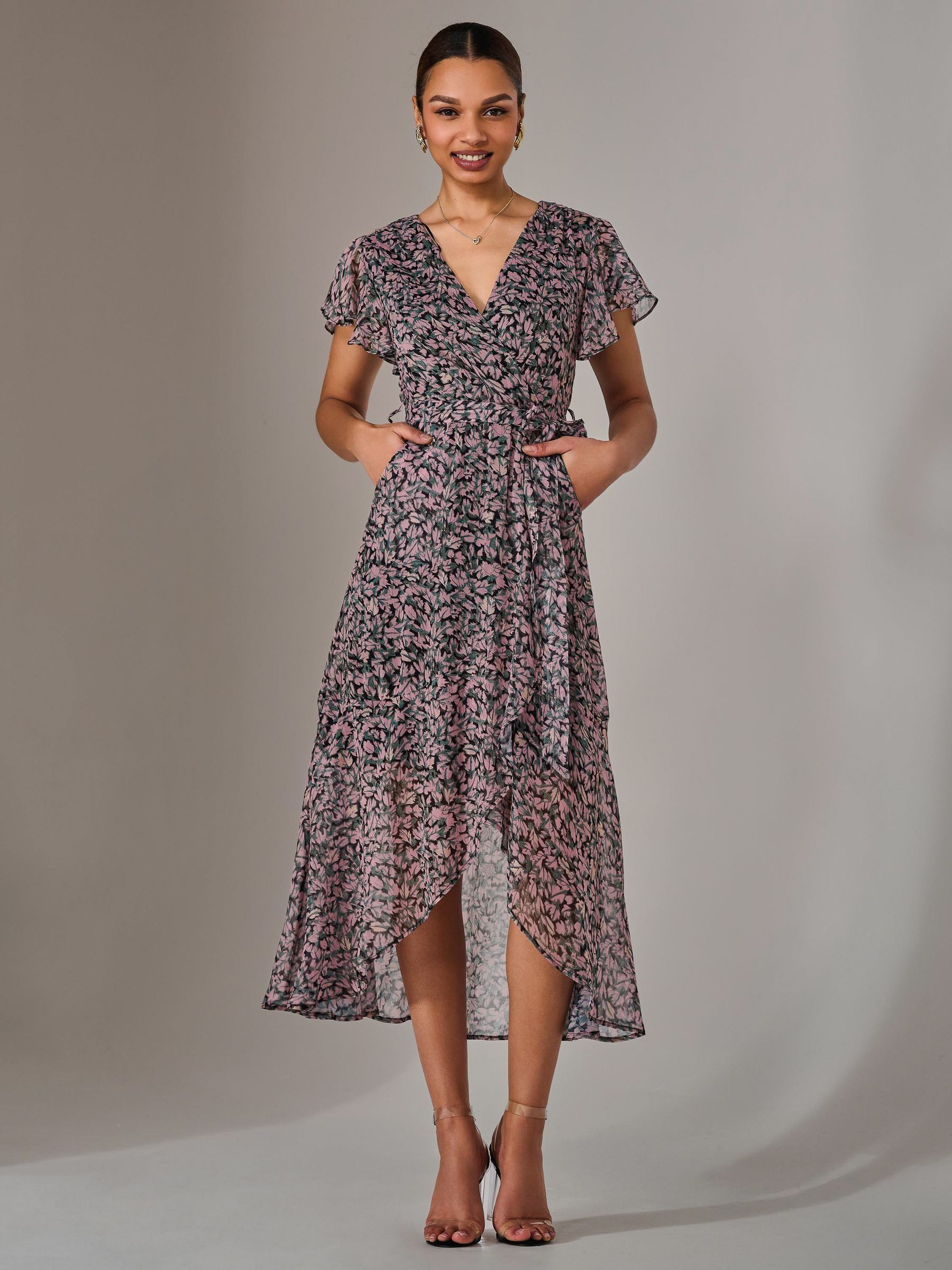 Buy Jolie Moi Pink Chiffon Wrap Midi Dress from Next USA