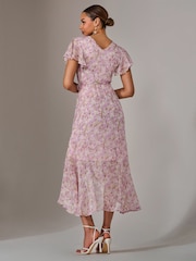 Jolie Moi Pink Light Chiffon Wrap Midi Dress - Image 2 of 6