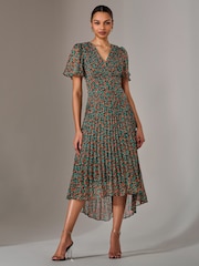 Jolie Moi Black Dark Charlotte Pleated Chiffon Midmaxi Dress - Image 1 of 5