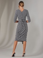 Jolie Moi Black 3/4 Sleeve Wrap Shift Dress - Image 2 of 6