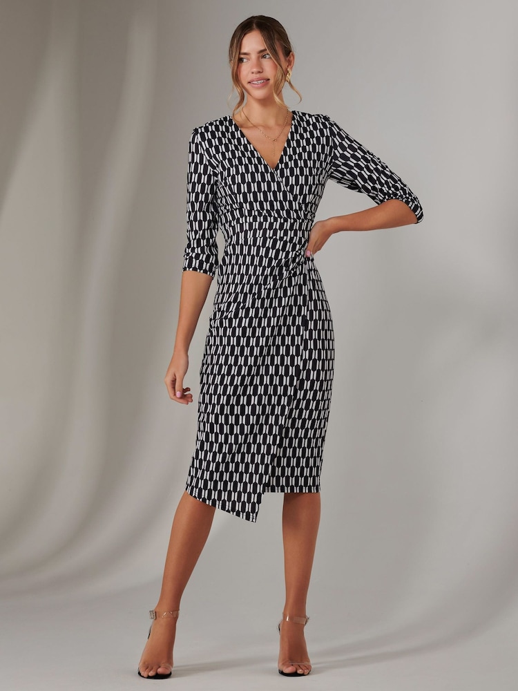 Buy Jolie Moi Black 3/4 Sleeve Wrap Shift Dress from Next USA
