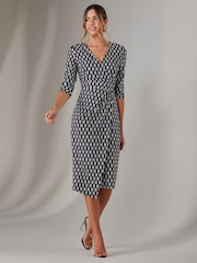 Jolie Moi Black 3/4 Sleeve Wrap Shift Dress - Image 5 of 6