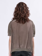 Religion Green Citrine 100% Cotton Sweatshirt With Cupro Woven Back - Image 4 of 6