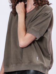 Religion Green Citrine 100% Cotton Sweatshirt With Cupro Woven Back - Image 6 of 6