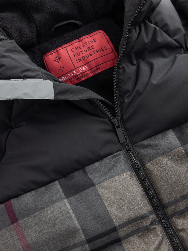 Black Showerproof Microfleece Lined Padded Coat