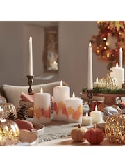 Lights4fun Ivory Truglow Autumnal Leaf LED Pillar Candle Trio - Image 2 of 5