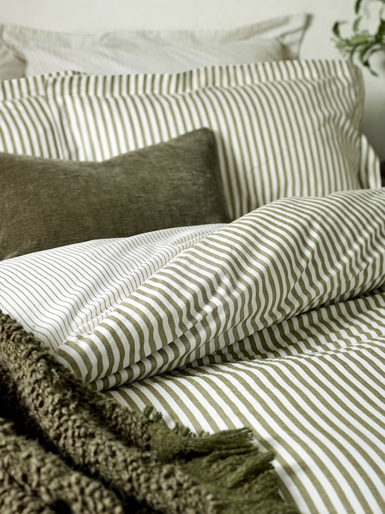 Yard Beetroot Hebden Striped 100% Cotton Pillowcase Pair - Image 3 of 3
