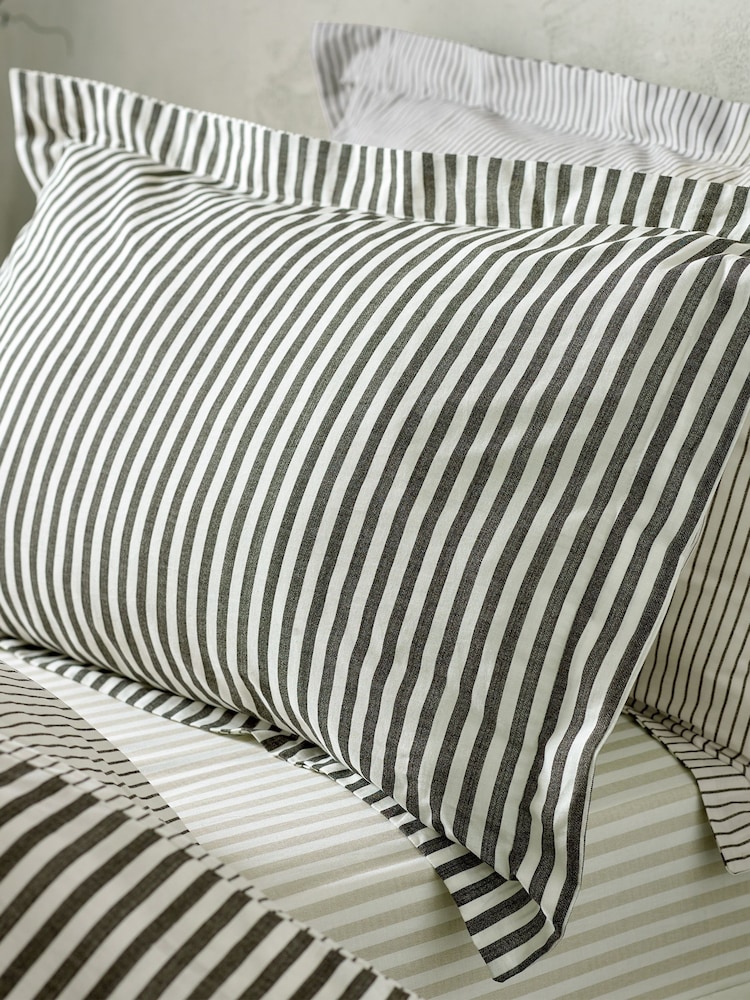 Yard Beetroot Hebden Striped 100% Cotton Pillowcase Pair - Image 1 of 3