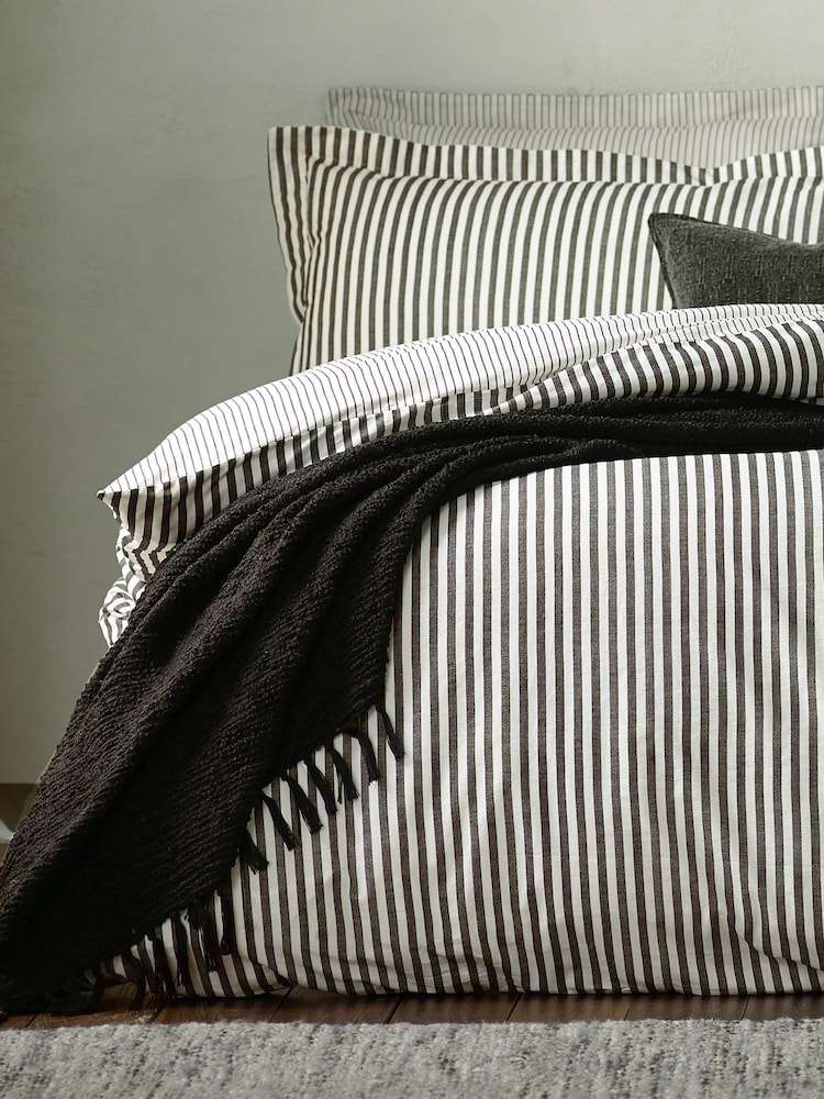 Yard Beetroot Hebden Striped 100% Cotton Pillowcase Pair - Image 2 of 3