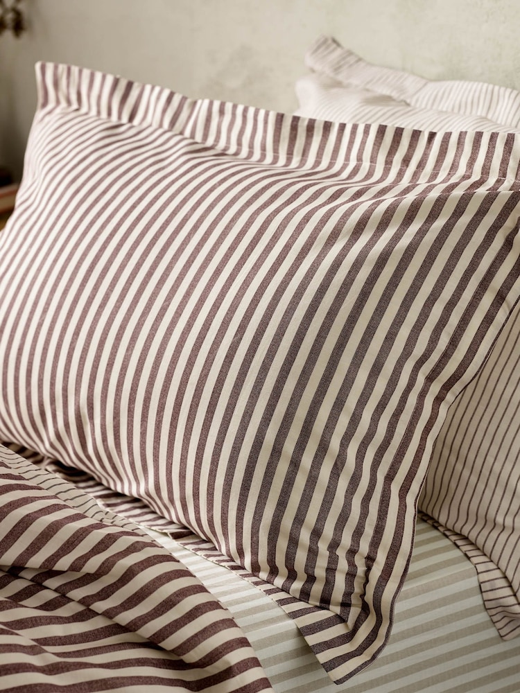 Yard Beetroot Hebden Striped 100% Cotton Pillowcase Pair - Image 1 of 3
