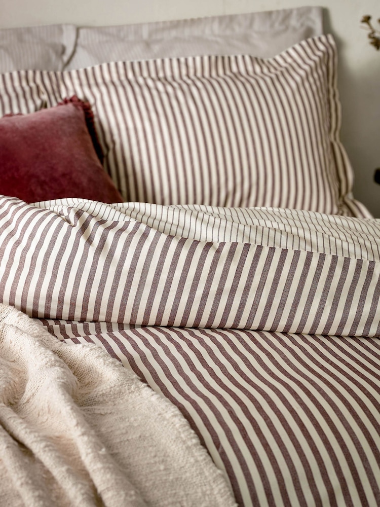 Yard Beetroot Hebden Striped 100% Cotton Pillowcase Pair - Image 3 of 3